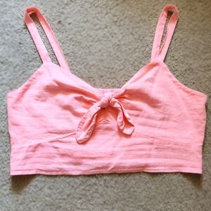 Universal Thread Neon Coral Linen Crop Top